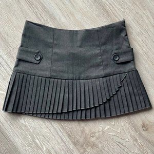 Charcoal Gray Mini Pleated Skirt - Size S